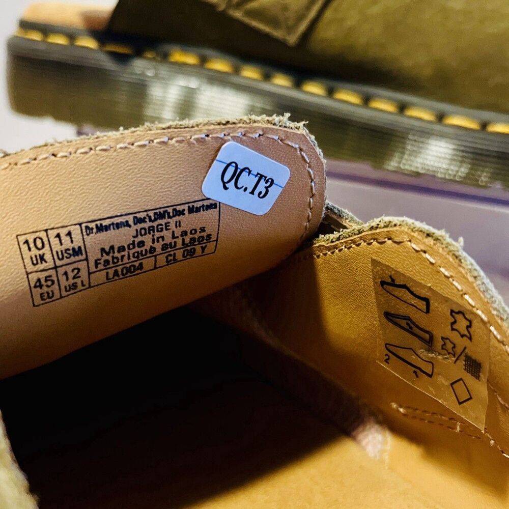 Dr Martens Jorge II Tumbled Nubuck Muted Olive Leather M 11 W 12 Slingback Mules - Picture 7 of 8